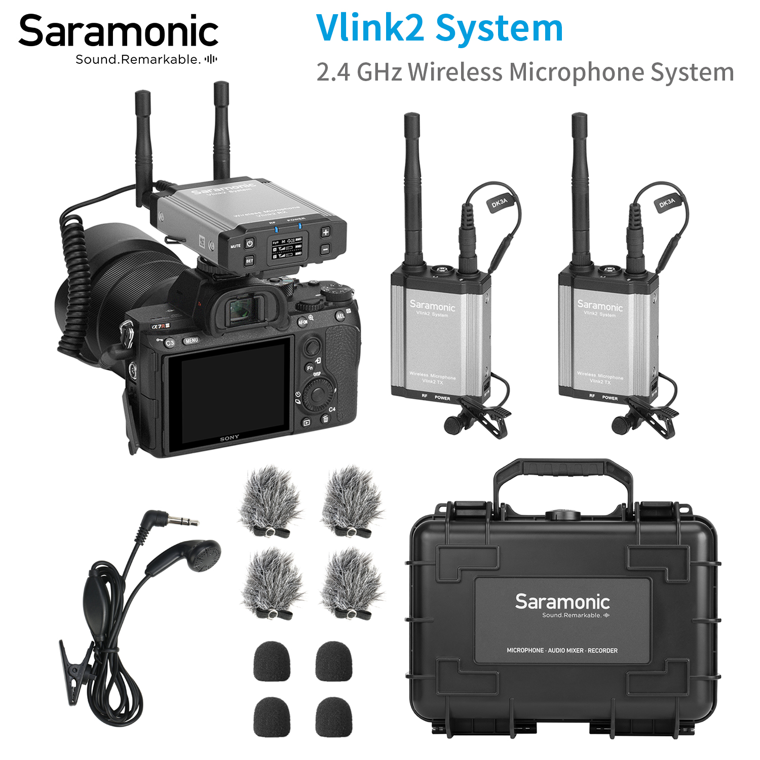 Saramonic Vlink2 Kit1/2 vloggers  2.4 GHz  ũ ý     100m Ÿ
